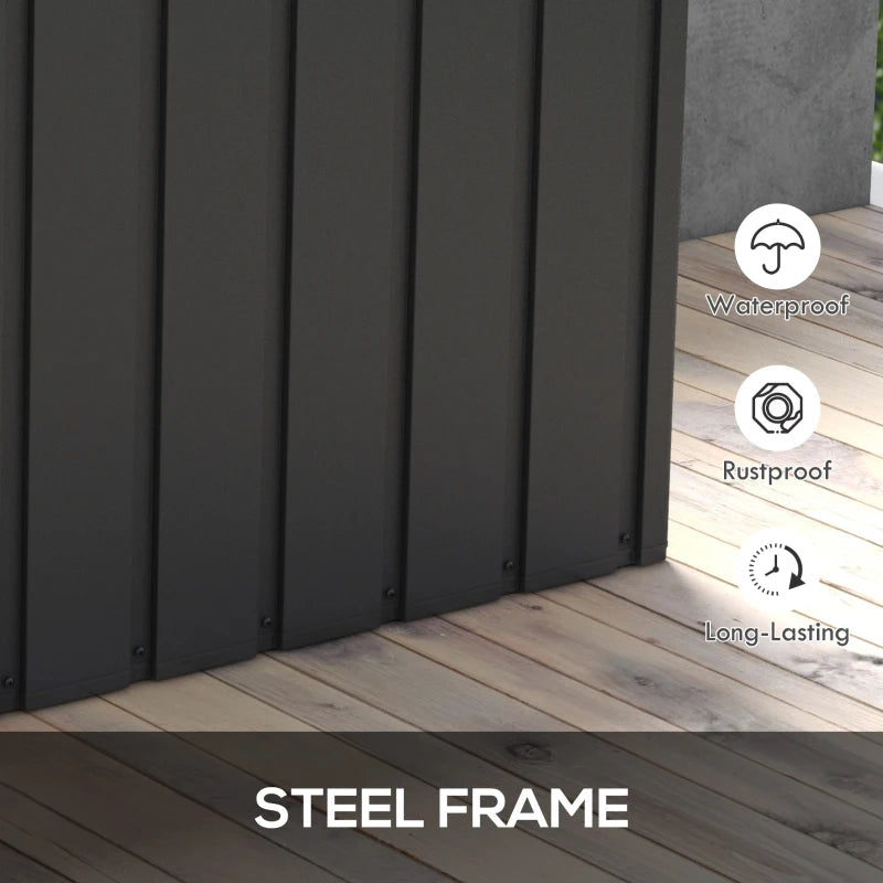 119 Gallon Deck Box, Lockable Galvanised Steel Outside Storage Container for Tools, Cushions, Dark Grey