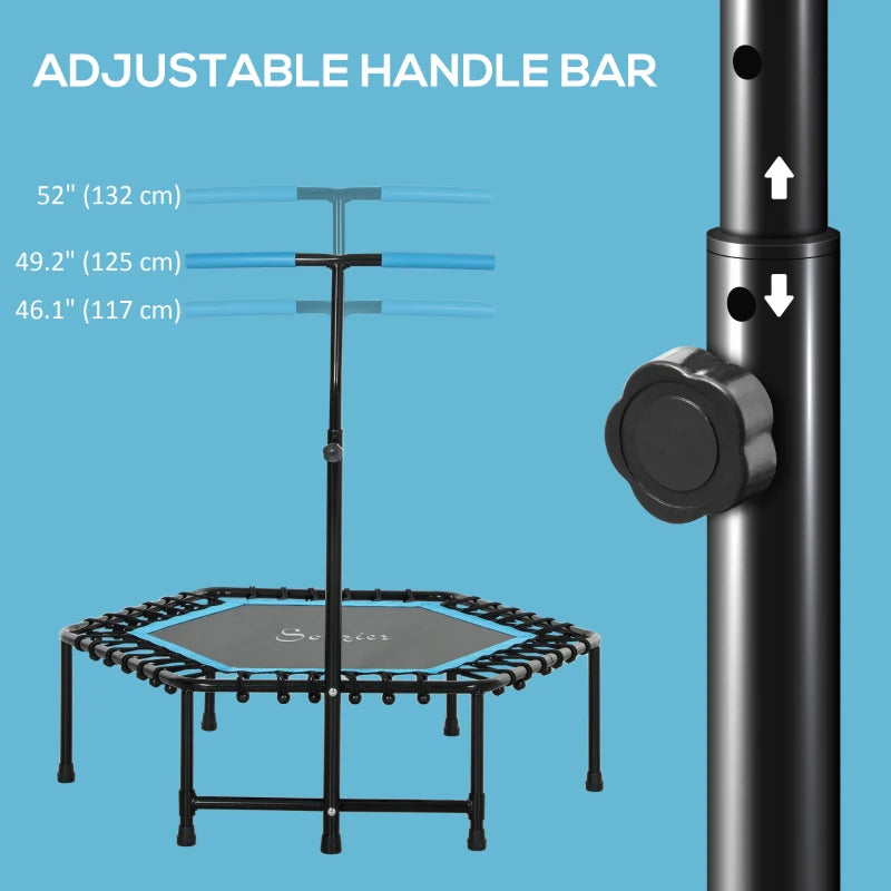 Soozier 45" Rebounder Trampoline for Adult, Quiet Bungee Rebounder with Adjustable Handle, Blue
