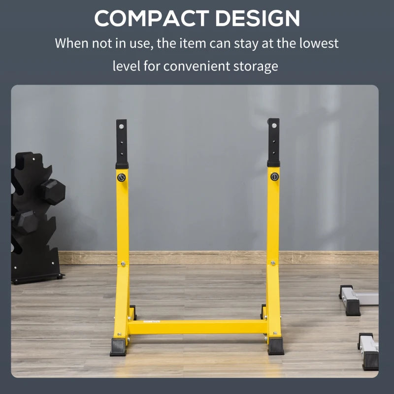 Soozier Dip Station, Body Press Parallel Bar with 10 Adjustable Height, Home Gym Workout Trainer Dip Bar, Yellow