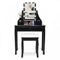 10 LED Lighted Mirror and 3 Drawers Vanity Table Set-Black