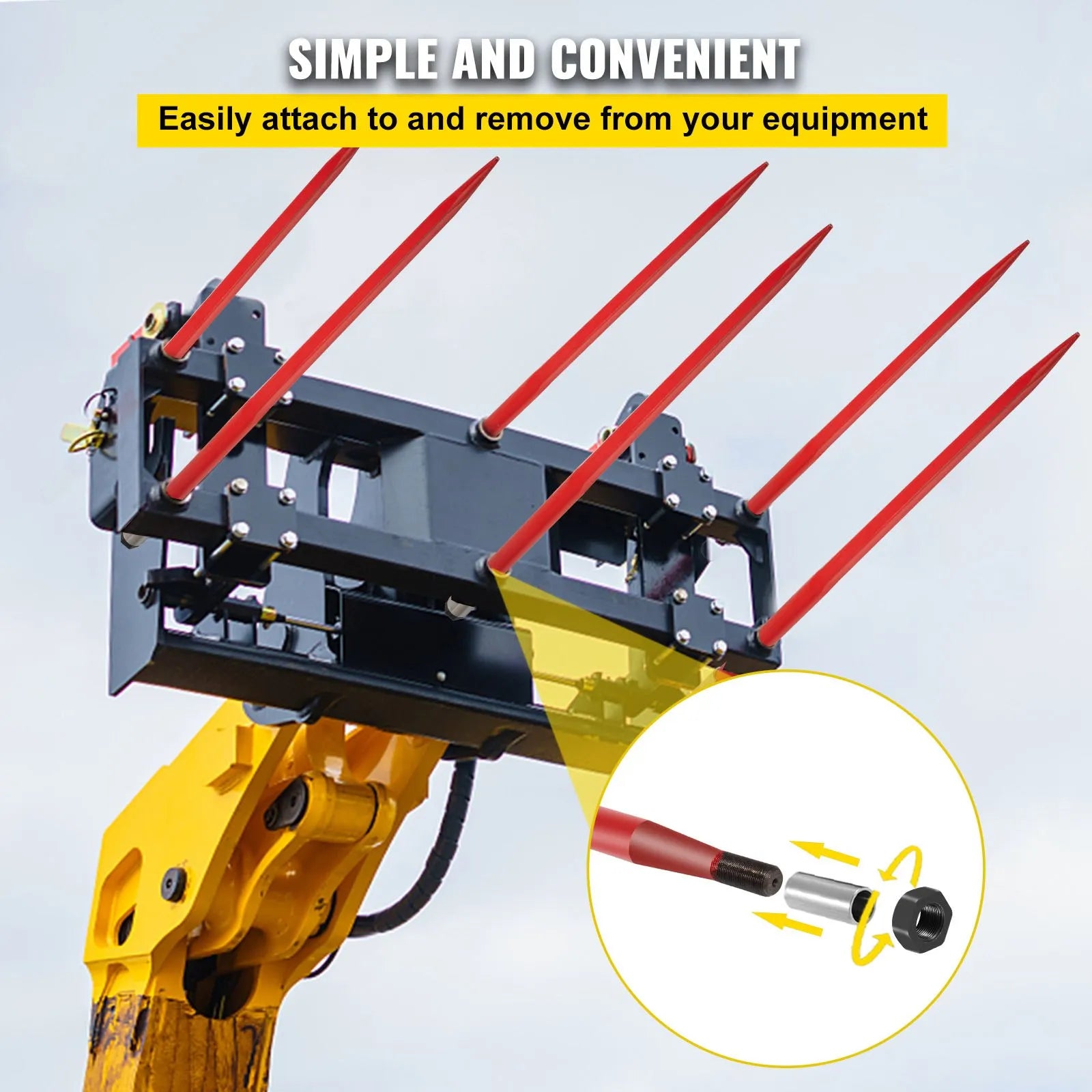 49" Hay Bale Spear 3000 lbs Capacity with Nut and Sleeve
