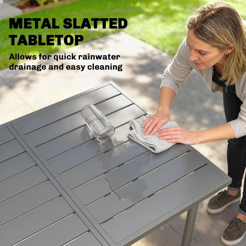 65" x 31.5" Outdoor Dining Table for 6, Metal Rectangular Patio Dining Table with Metal Slatted Top