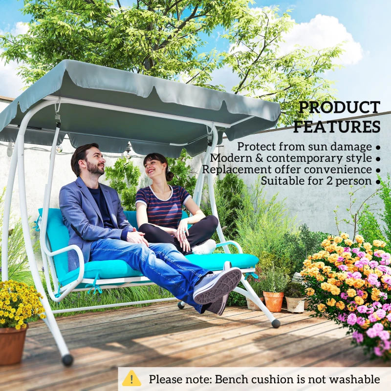 2 Seater Garden Bench Cushion, Soft Thick Outdoor Non-Slip 2 Seater Soft Pad With Backrest for Garden Patio, 47" x 43" x 5", Turquoise