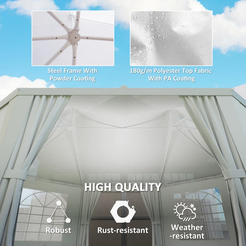 16' x 22' Wedding Event Party Tent High Peak Octagonal Outdoor Gazebo Canopy with Removable Walls, for Weddings, Parties, White