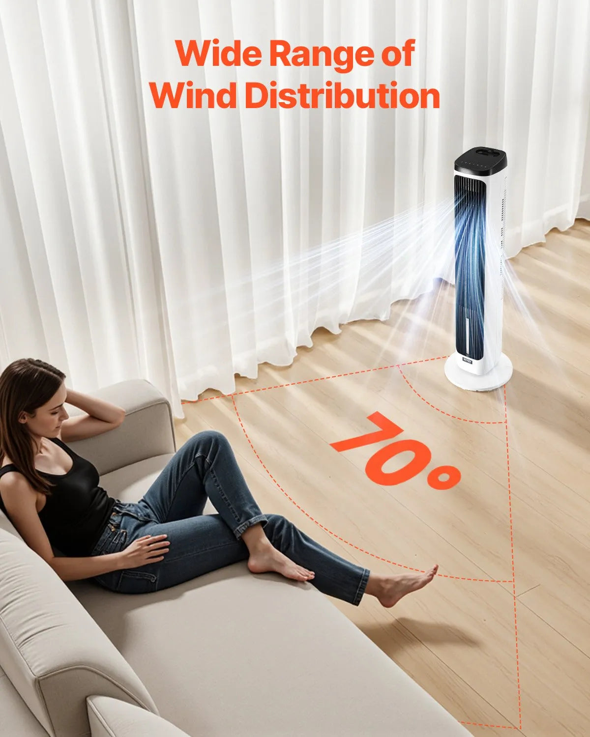 VEVOR 40" Oscillating Tower Fan 24H Timer 23.3ft/s Velocity with Remote Control