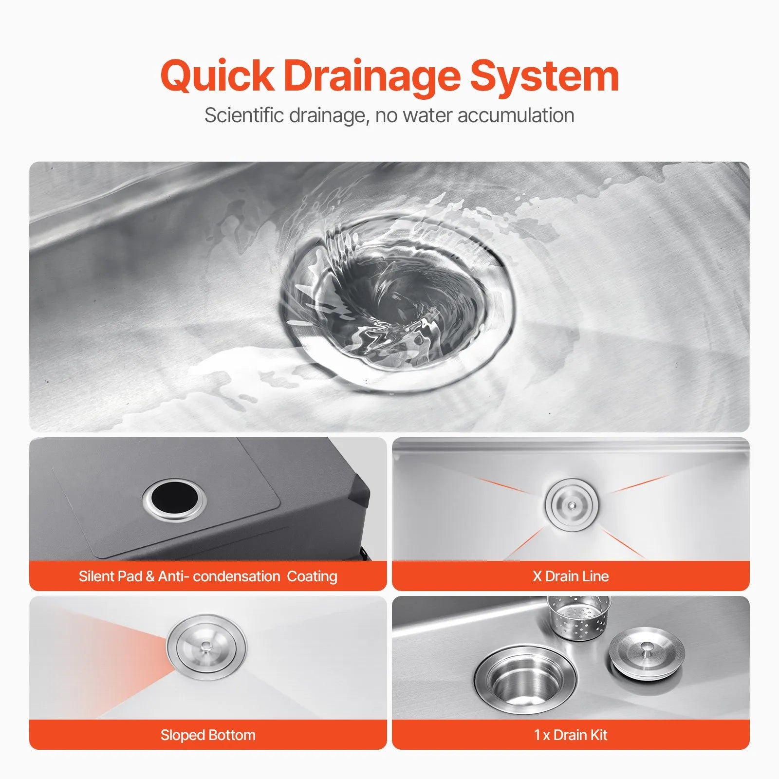 VEVOR 30" Kitchen Sink Top Mount Single Bowl Drop-In Basin Stainless Steel Bar