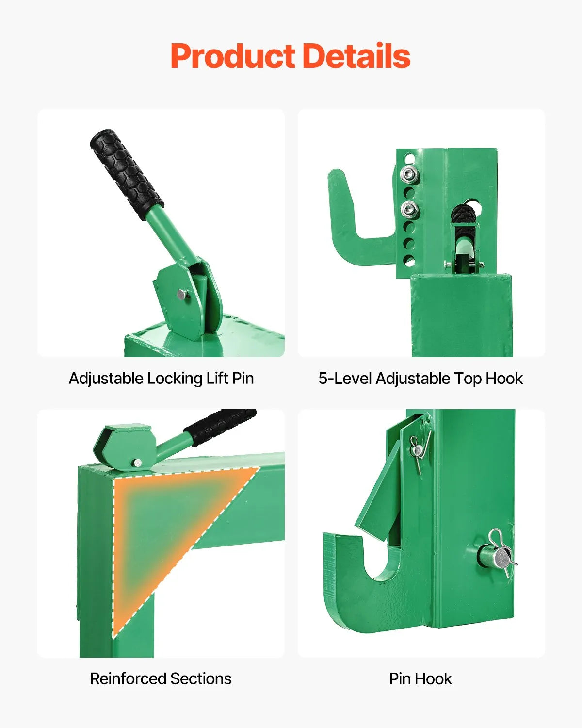 VEVOR 3-Point Quick Hitch 2" Receiver Fit Category 1 & 2 Tractor 3000lb Green