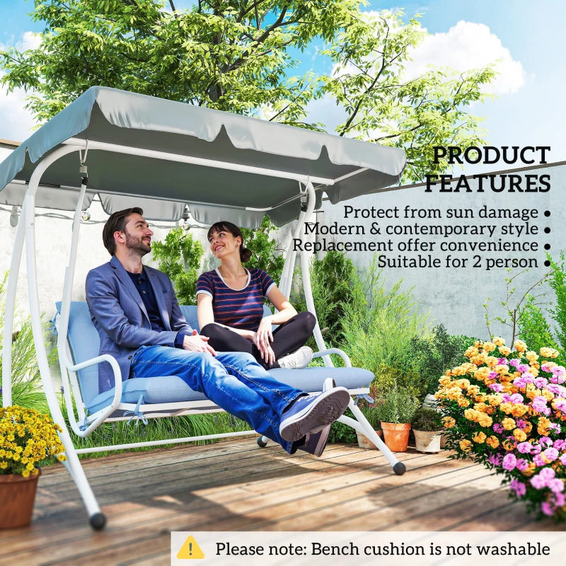 2 Seater Garden Bench Cushion, Soft Thick Outdoor Non-Slip 2 Seater Soft Pad With Backrest for Garden Patio, 47" x 43" x 5", Light Blue