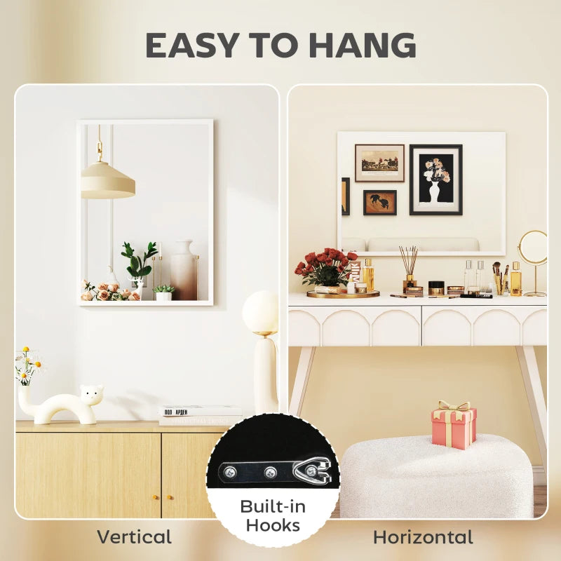 22" x 30" Bathroom Mirror for Wall, Rectangular Mirror for Living Room, Bedroom, Entryway, White