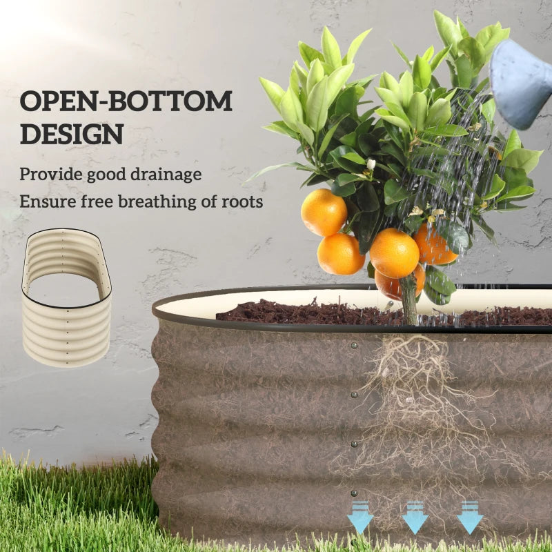 5 x 2 x 1.5 FT Galvanized Steel Raised Garden Bed, Metal Garden Bed Planter Box with Safety Edging, Cream White
