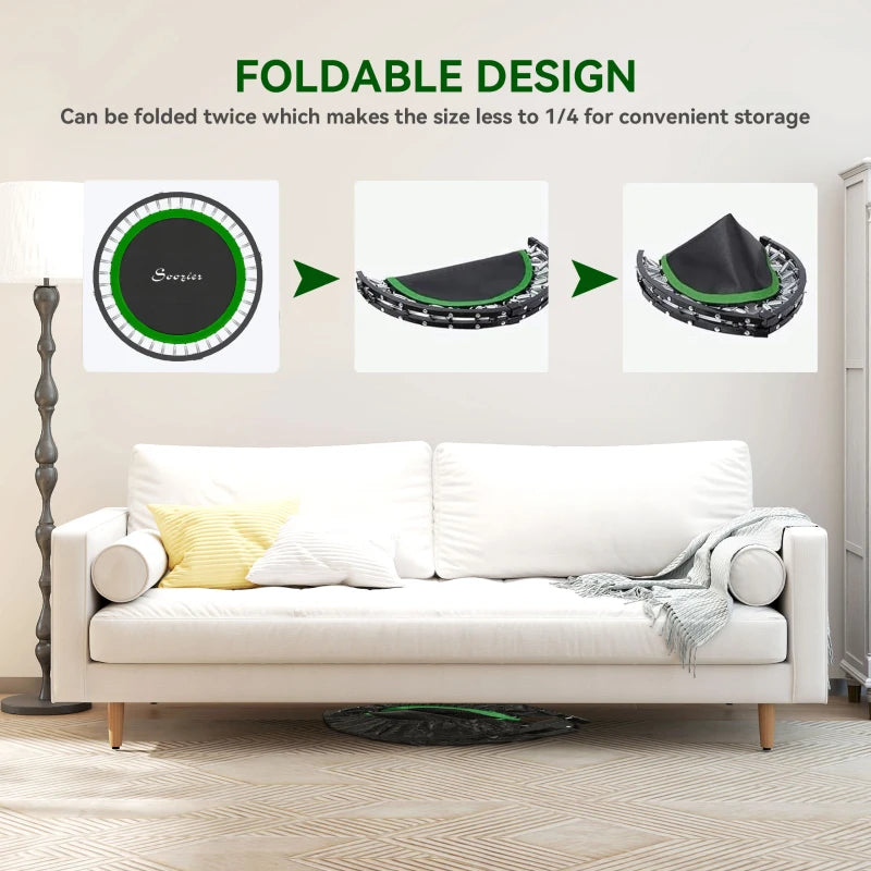 Soozier 40" Foldable Mini Fitness Trampoline, with Adjustable Foam Handle, Green