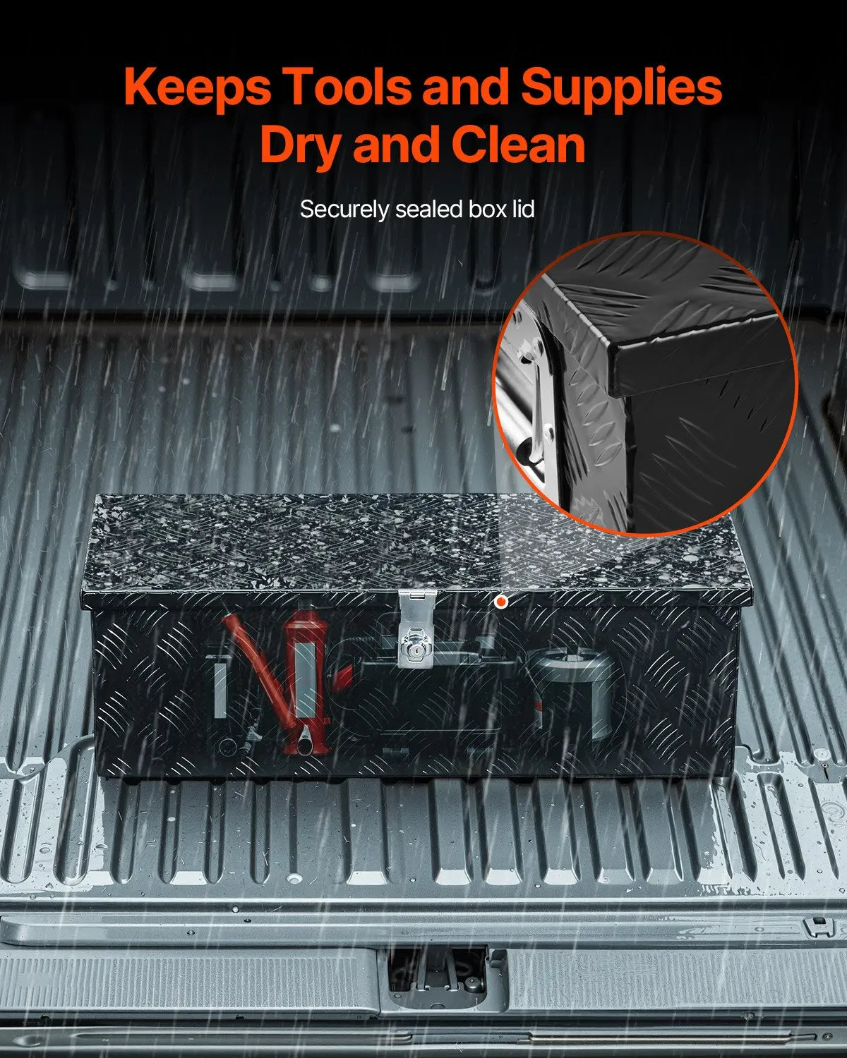 VEVOR 30"x13"x9.6" Heavy Duty Aluminum Truck Bed Tool Box for Pickup RV Black