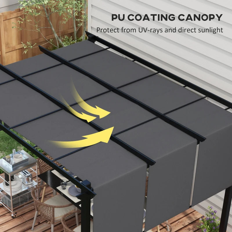 10' x 12' Metal Pergola, Outdoor Pergola with Retractable Canopy, for Garden, Patio, Backyard, Deck