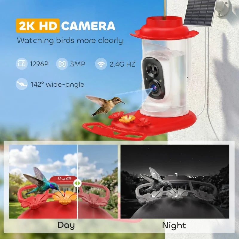 Smart Bird Feeder with Camera, AI Identify 16000+ Birds, 2K HD Live Video, 3W Solar, Instant Arrival Alerts