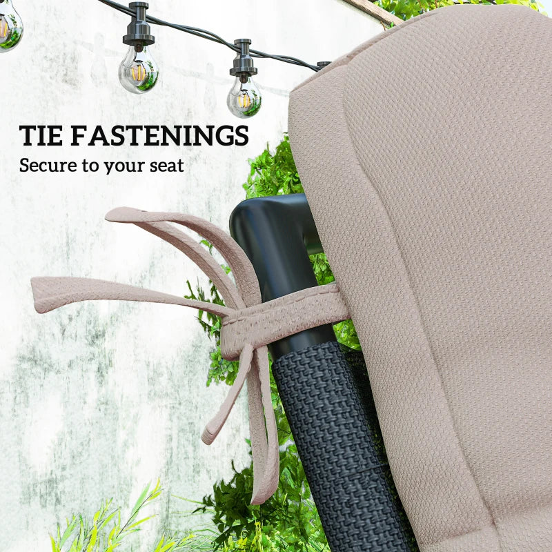 2-Piece Back Seat Cushion Replacement, Outdoor Patio Chair Cushions Set with Ties, Button Tufted, Beige