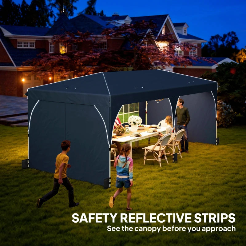 10 x 20 ft Pop Up Canopy Tent with Reflective Strips, UPF 50+ Easy up Instant Canopy with 6 Sandbags, Dark Blue