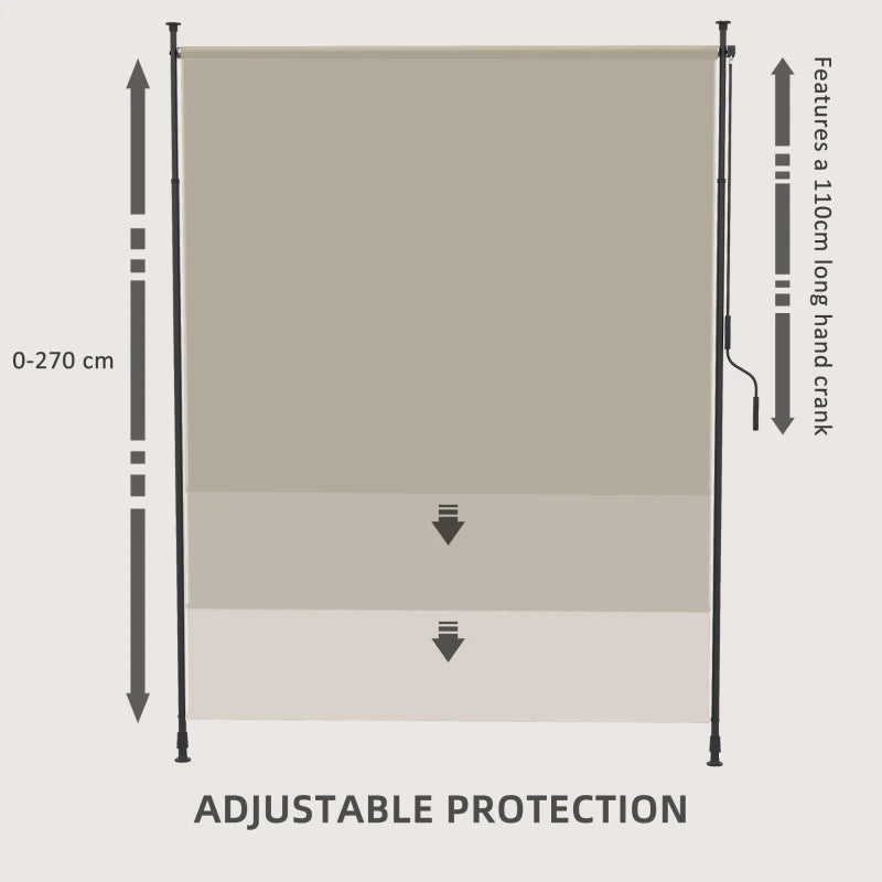 7' x 10' Retractable Patio Awning, Manual Outdoor Privacy Screen with UPF40+ & Water-Resistant Fabric, Beige