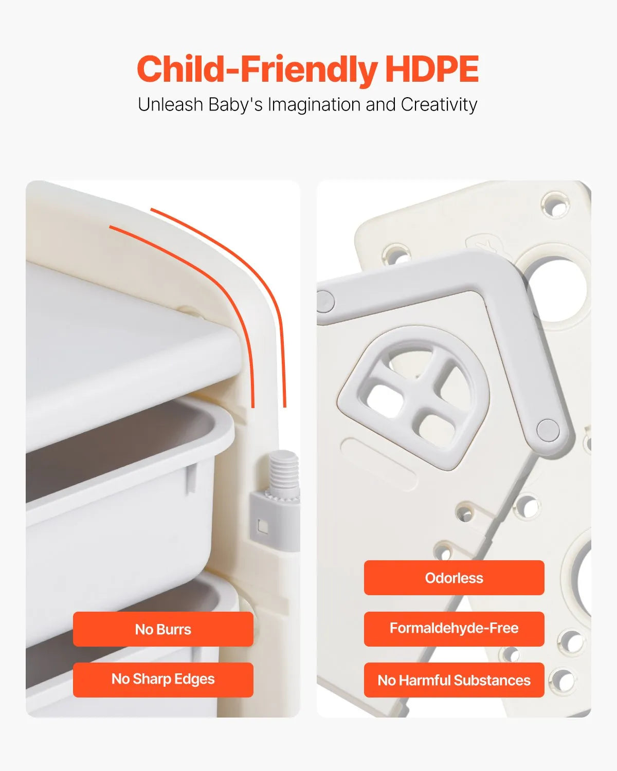 VEVOR  4-Tier Kids Toy Storage with Bookshelf with 10 Movable Plastic Bins