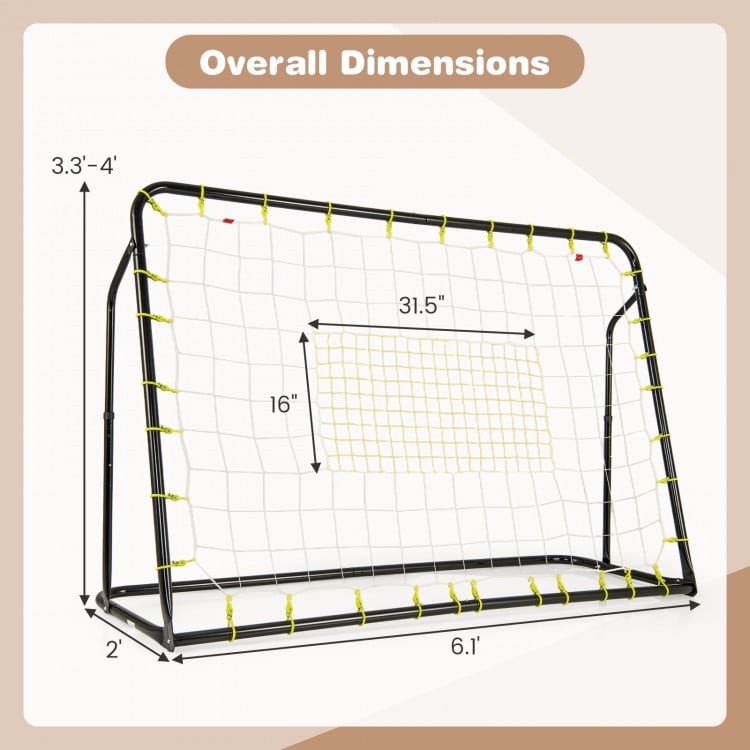 2-in-1 Kids Soccer Rebounder and Soccer Goal with Adjustable Height-Black