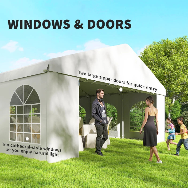 20'x33' Heavy Duty Large Party Tent & Carport with Removable Sidewalls, Portable Garage Canopy Tent, White