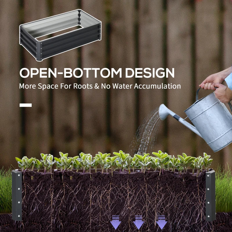 4' x 2' x 1' Raised Garden Bed, Set of 2 Galvanized Planter Box for Vegetables, Flowers, Herbs, Grey