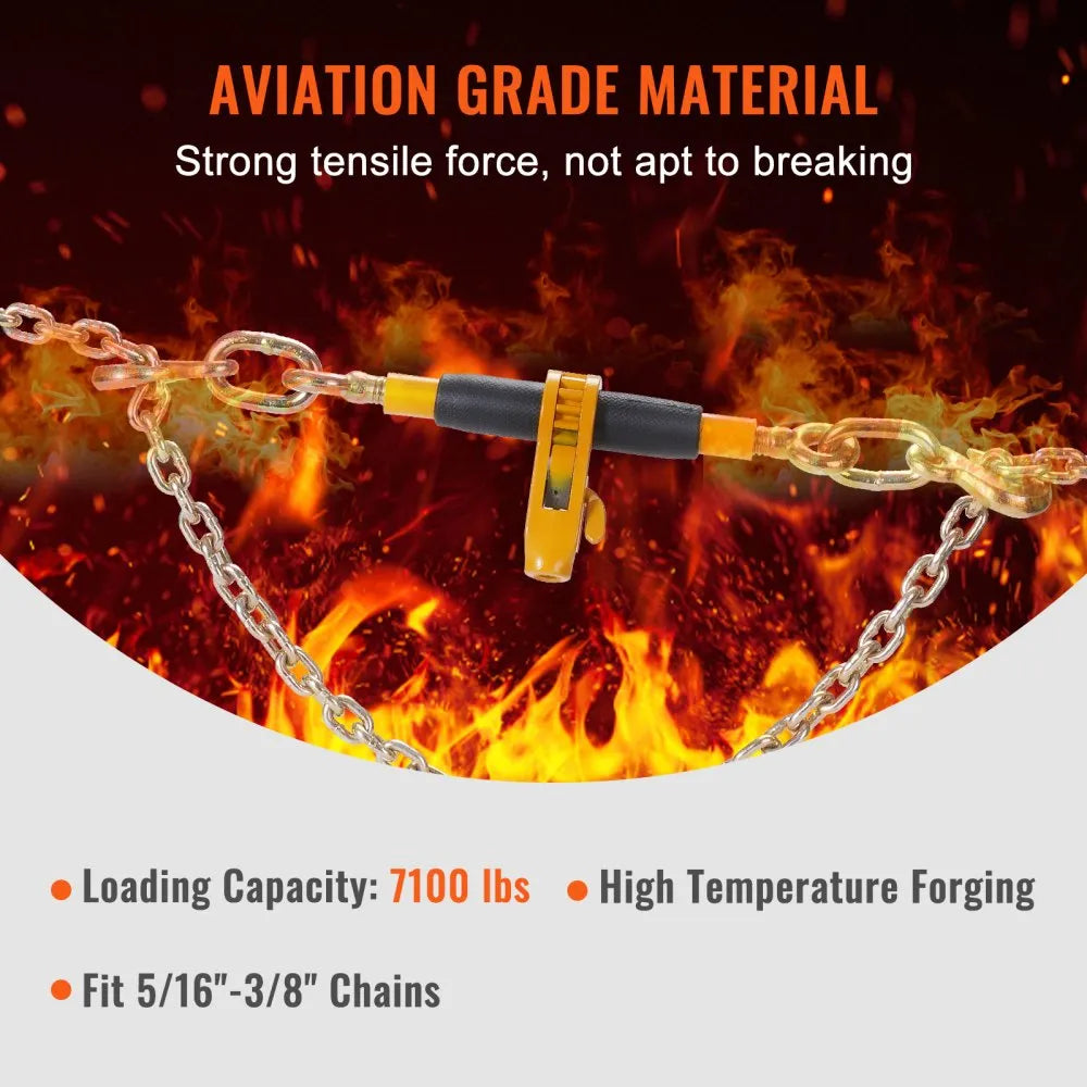 VEVOR 4PCS Ratchet Chain Binder, 5/16"-3/8" Heavy Duty Load Binders, with G80 Hooks 7,100 lbs Secure Load Limit, Labor-saving Anti-skid Handle, Tie Down Hauling Chain Binders for Flatbed Truck Trailer