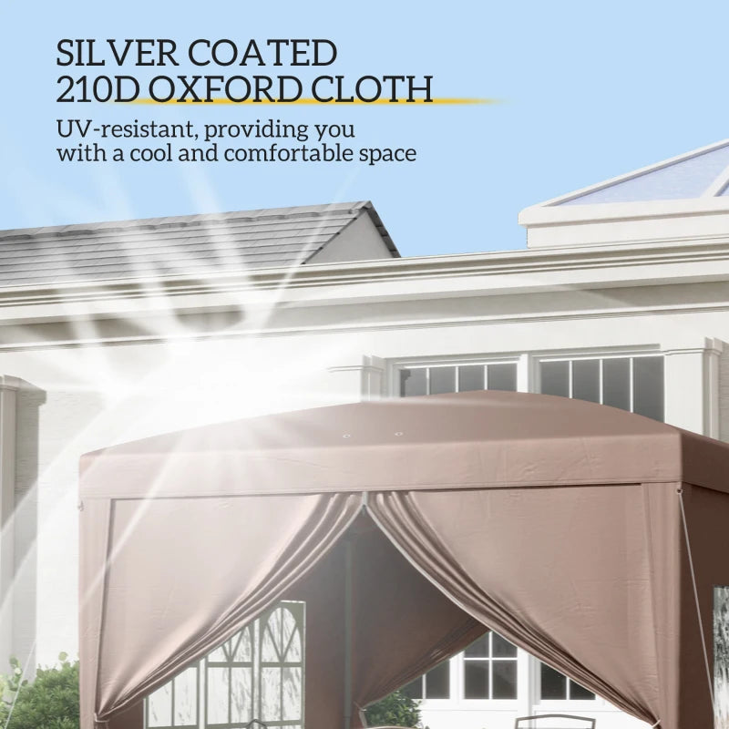 10'x10' Outdoor Pop Up Party Tent Wedding Gazebo Canopy with Carrying Bag (Coffee)