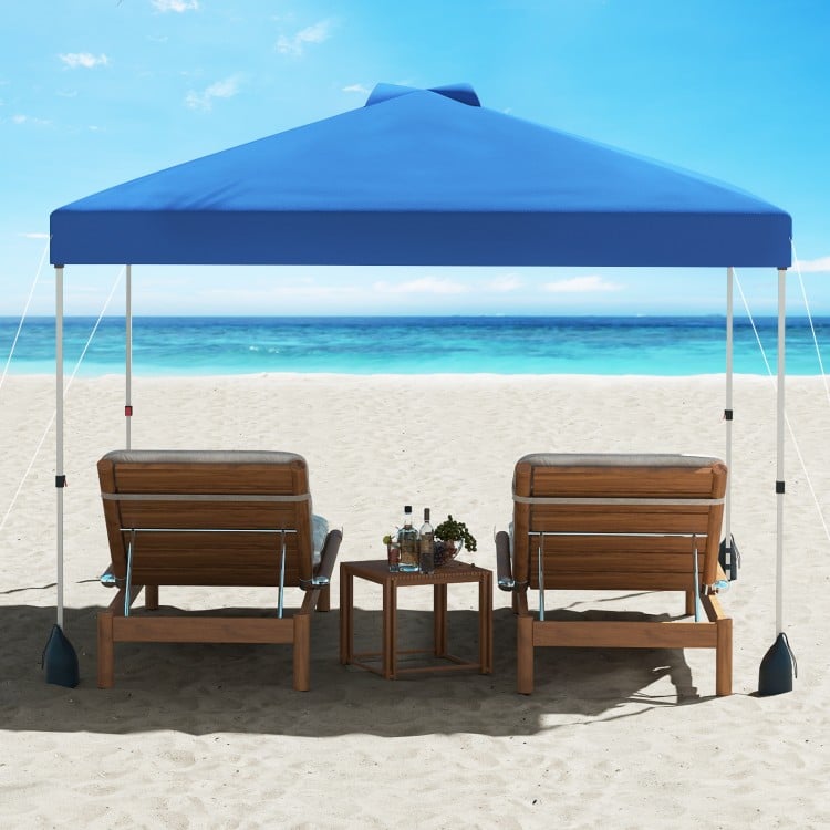 10 X 10 FT Pop up Canopy Tent with 1 Sidewall and Wheeled Bag-Blue