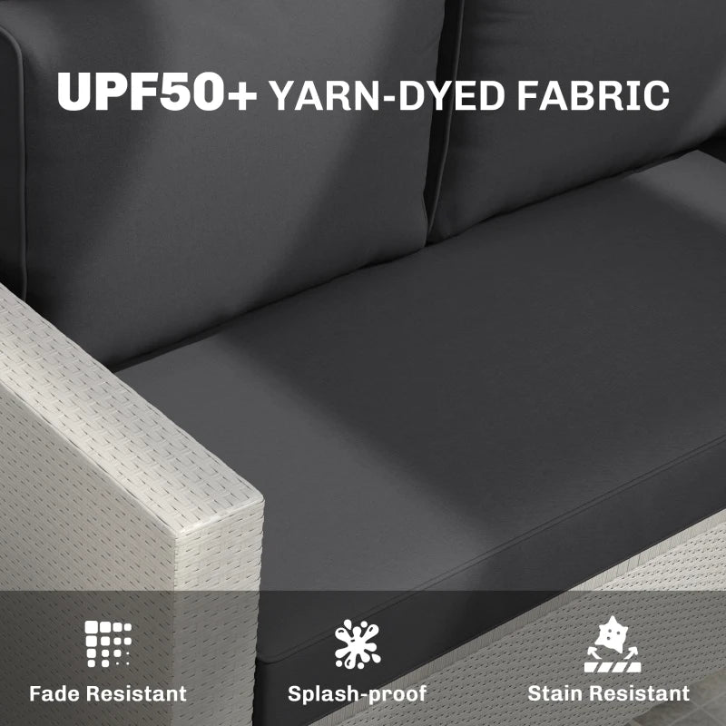 2 Seater Outdoor Seat Cushions with Backrest, Loveseat Double Sofa Outdoor Furniture Cushions, Black