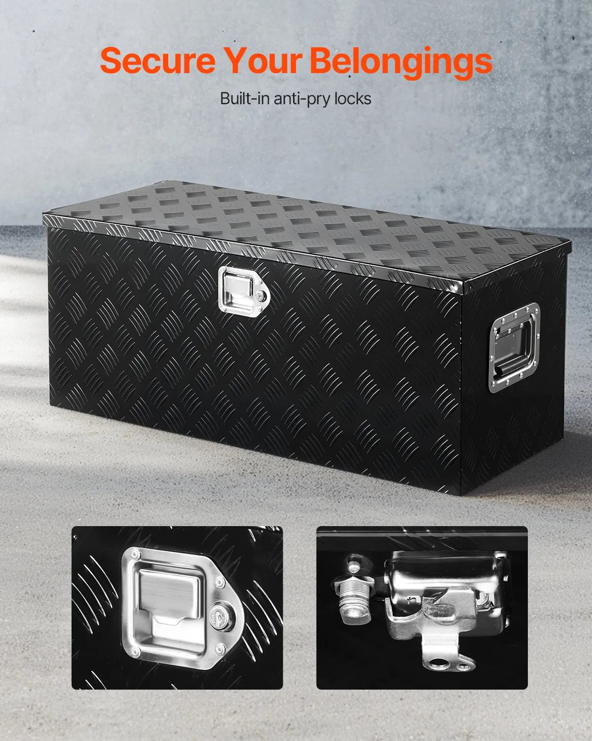 VEVOR 35.4"x14.6"x14.6" Heavy Duty Aluminum Truck Bed Tool Box for Pickup Black