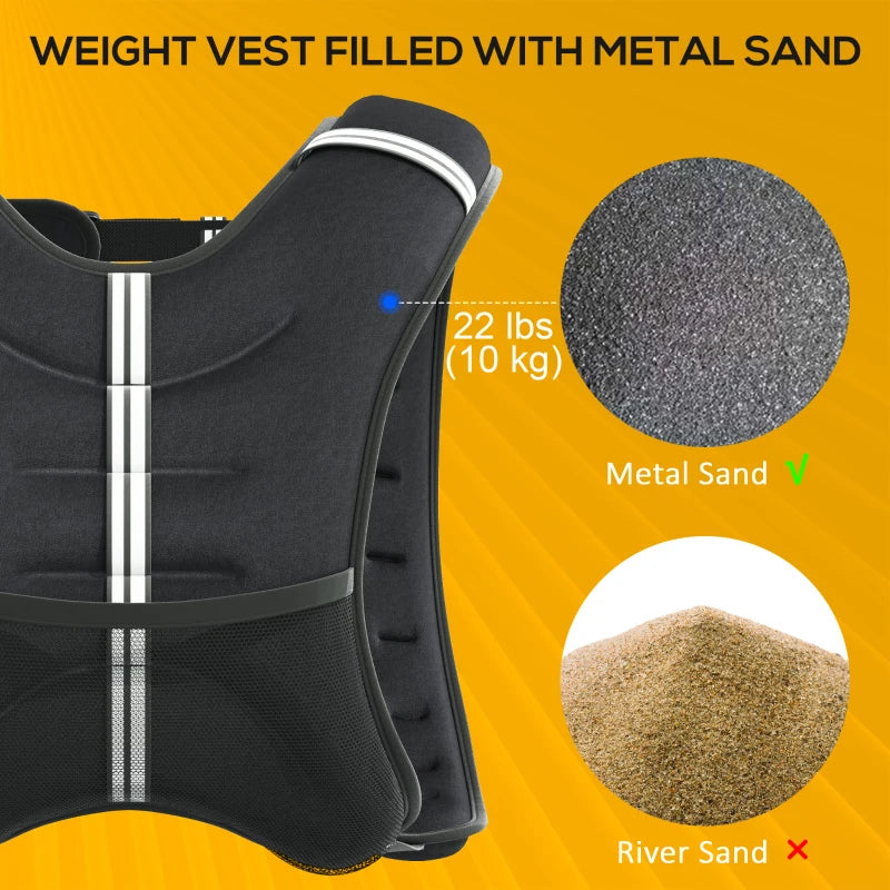 Soozier 22 lbs Weighted Vest, Weight Vest with adjustable Straps, Convenient Pocket and Reflective Strips, Fit for Men Women