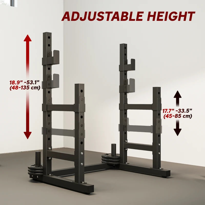 Soozier Adjustable Squat Rack, 660 lbs Multi-Function Barbell Rack for Weight Lifting and Home Gym Strength Training, Black