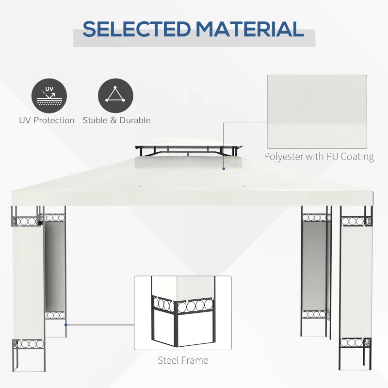 10' x 13' Outdoor Gazebo, Double Roof Patio Gazebo Canopy Shelter with Screen Decorate Corner Frame, White
