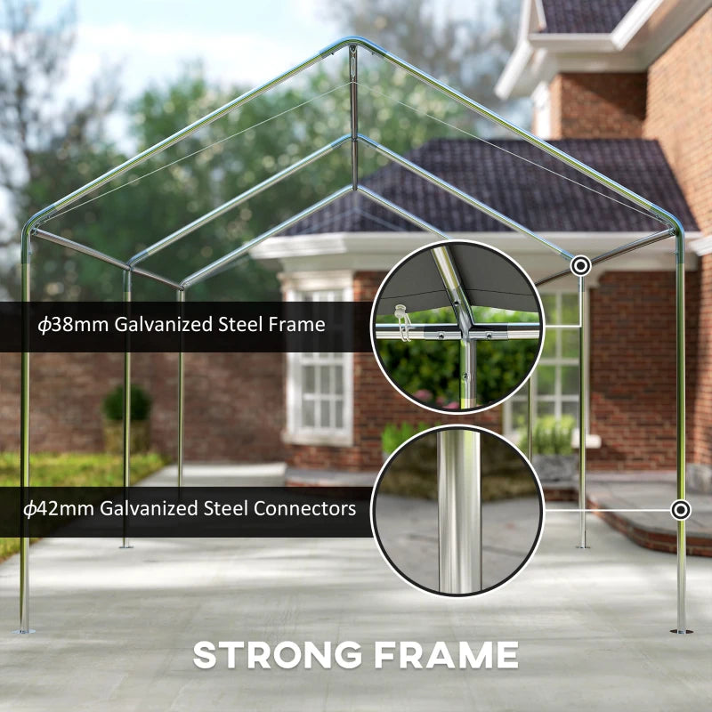 10' x 20' Carport Heavy Duty Galvanized Car Canopy with Included Anchor Kit, 3 Reinforced Steel Cables, Khaki