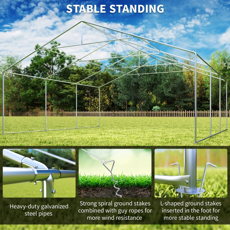 20' x 20' Heavy-duty Large Wedding Tent, Outdoor Carport Garage Party Tent, Patio Gazebo Canopy with Sidewall, White