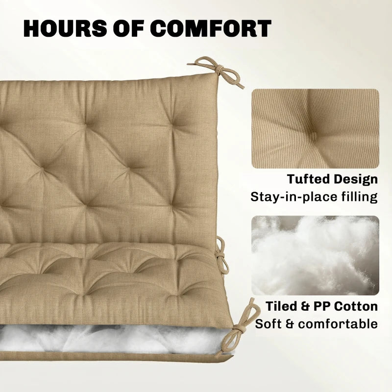 3-Seater Outdoor Bench Swing Chair Replacement Cushions for Patio Garden, Beige