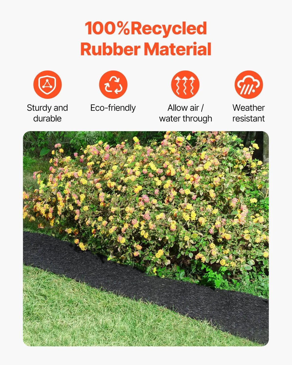 VEVOR 2 Rolls Rubber Mulch Roll for Landscaping 96 x 22in Rubber Mulch Mat