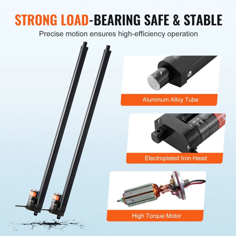VEVOR 2PCS Linear Actuator Kit, 30 Inch High Speed 0.35"/s Linear Motion Actuator 12V, 220lbs/1000N Linear Actuator for TV/Table/Sofa Lifting, IP54 Protection - Wireless Remote Control Included
