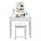 10 LED Lighted Mirror and 3 Drawers Vanity Table Set-White
