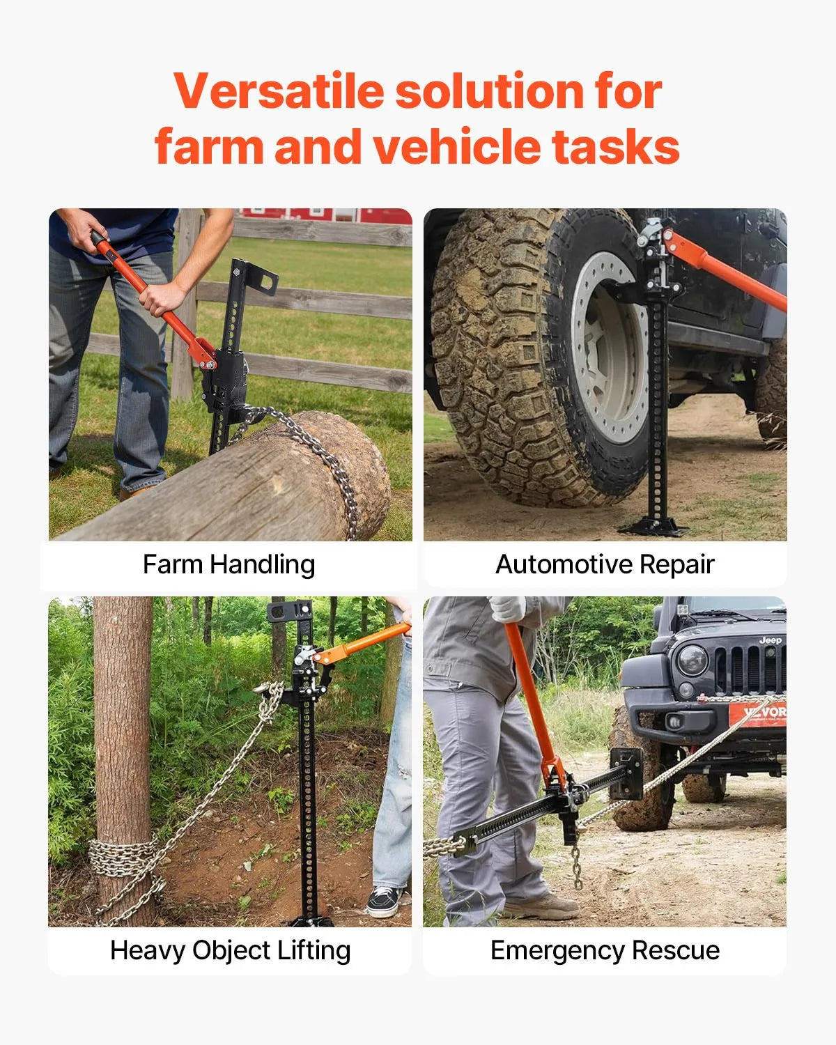 VEVOR 34" Off Road Farm Jack Hoist 7000 Lbs High Lift Tractor Vehicle's Winch
