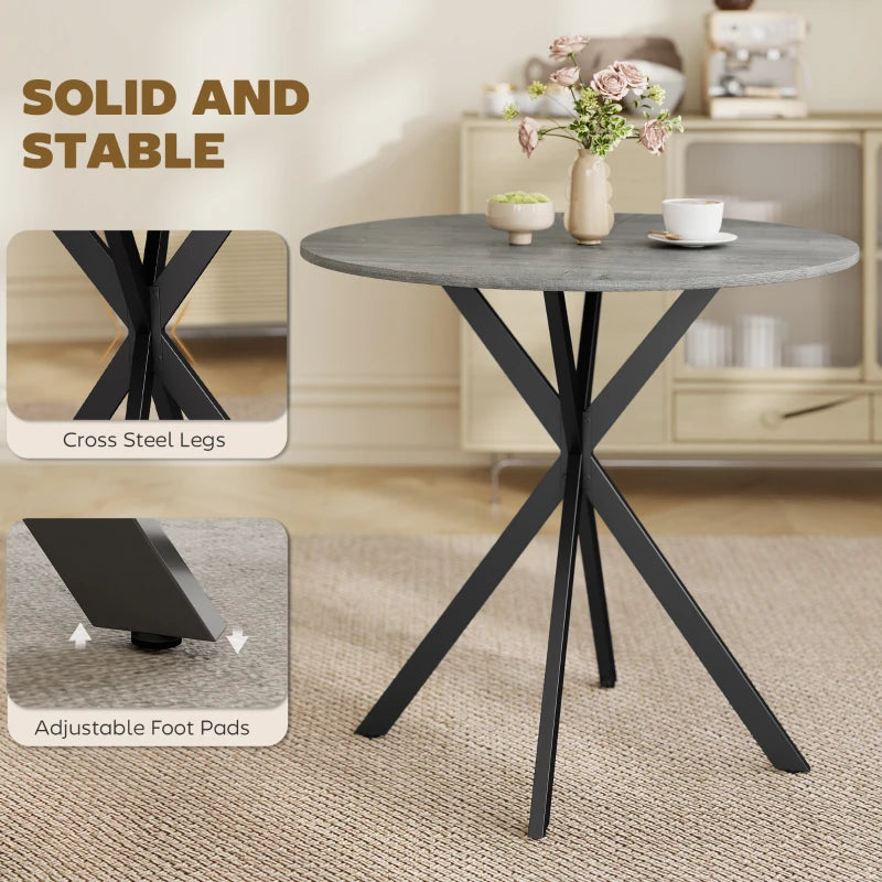 31.5" Industrial Round Dining Table - Distressed Grey