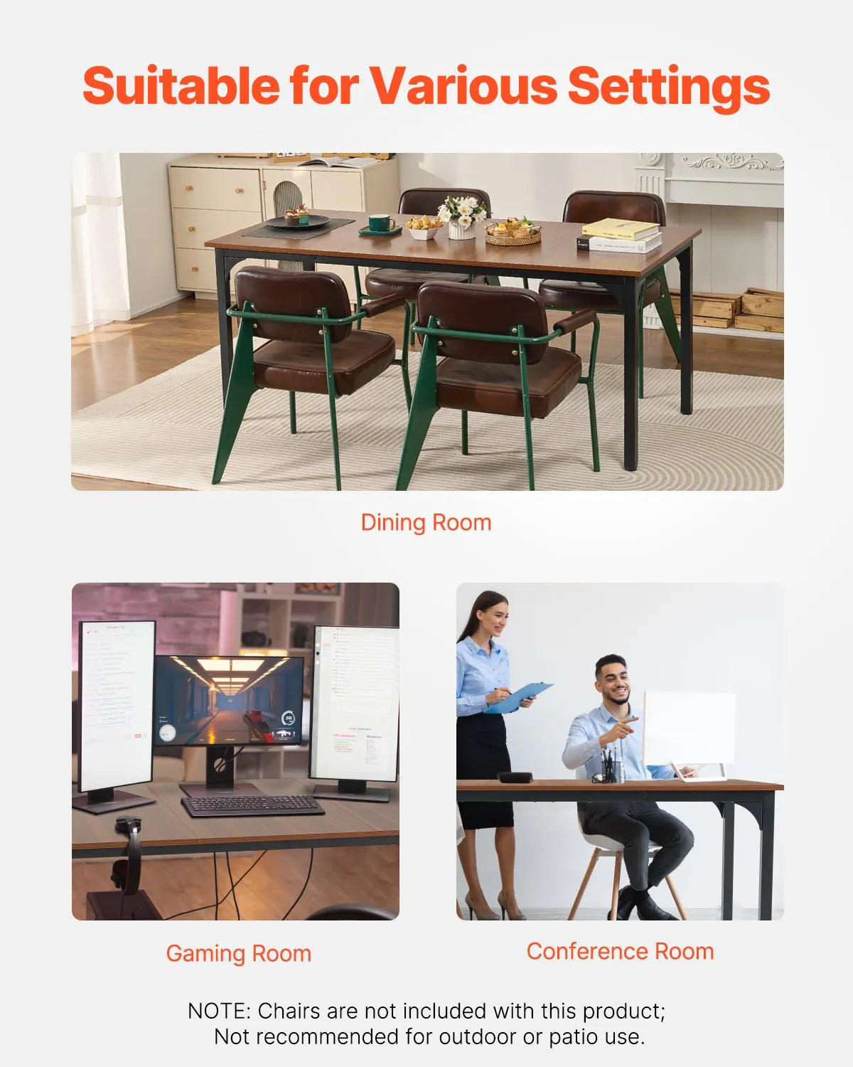 VEVOR 71in Rectangle Dining Table Wood Kitchen Table for 6-8 Person (Only Table)
