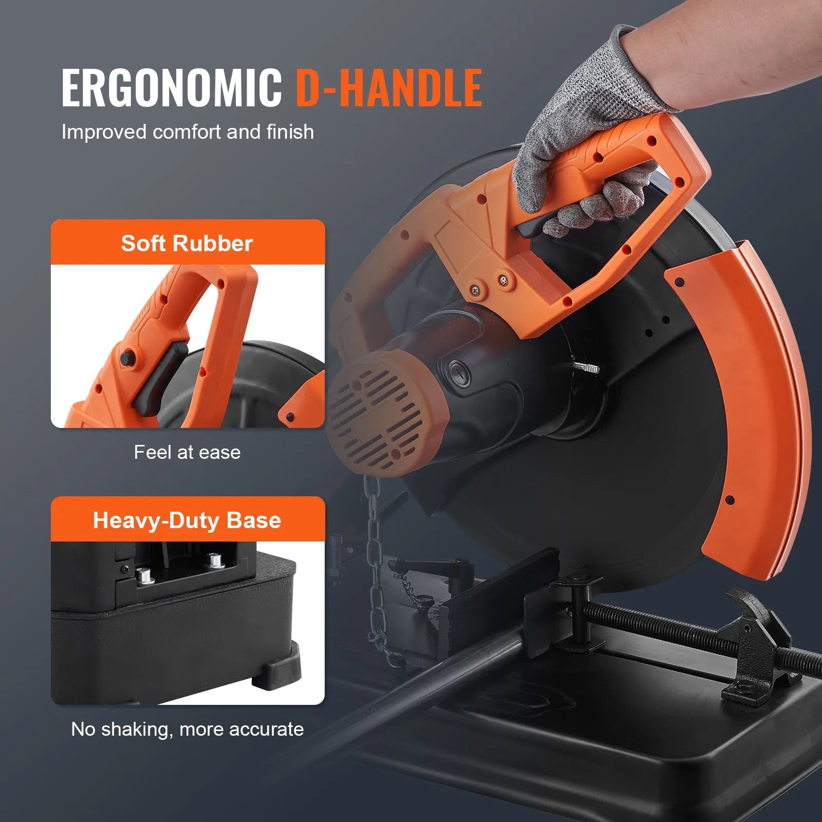 VEVOR Abrasive Chop Saw, 14"/355mm Blade Diameter Cut Off Saw, 2300W 3600RPM Steel Cutting Machine, 0-45° Adjustable Angle Miter Saw for Cutting Metal Cutting Chop Saw for Steel/Rebar/Iron/Aluminum