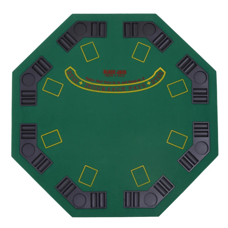 Soozier Folding Poker Table, 47" Octagon Blackjack Poker Game Table for 8 Players with Cup Holders, Green