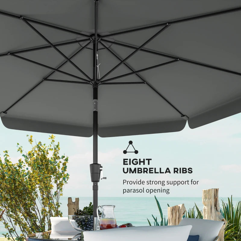 10 ft Patio Umbrella with Push Button Tilt and Crank, Outdoor Market Table Umbrella Parasol, Dark Grey