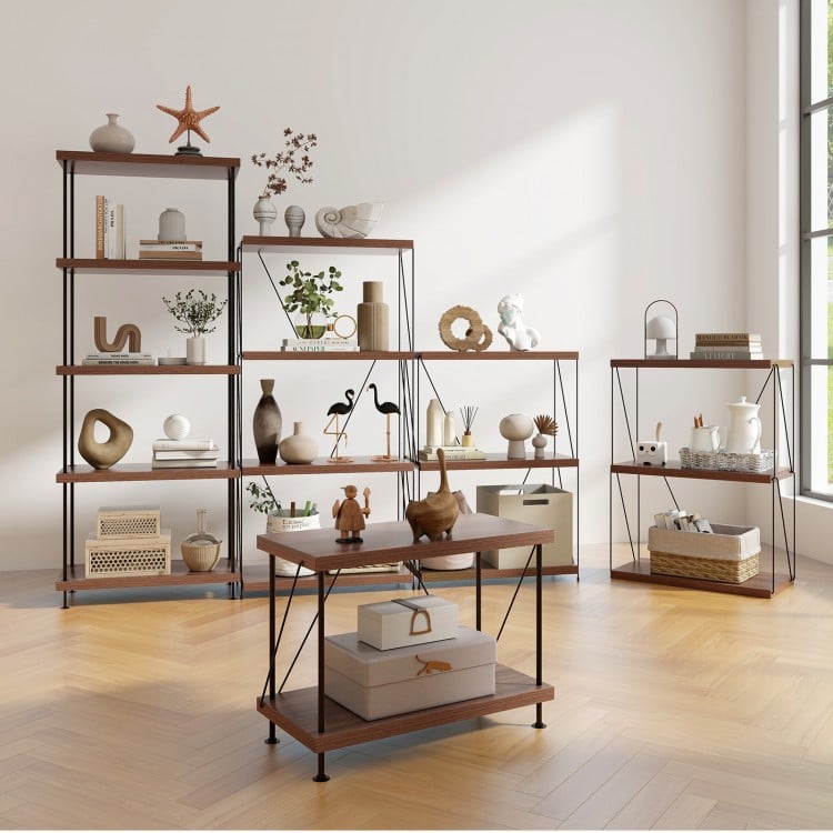 2/3/4/5-Tier Multipurpose Display Rack with Metal Frame-3-Tier
