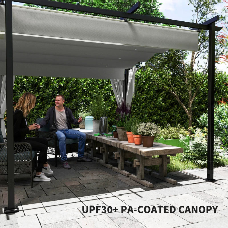 10' x 20' Metal Retractable Pergola Canopy with Sidewalls, Outdoor Gazebo UPF30+ Sun Shade Shelter for Garden, Deck