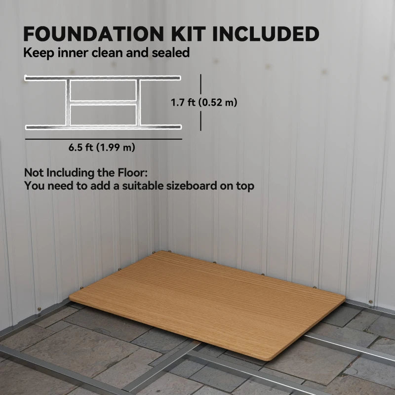 7 x 4ft Galvanised Steel Garden Shed, with Foundation Kit - Dark Grey