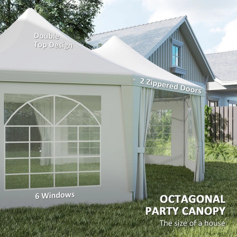 16' x 22' Wedding Event Party Tent High Peak Octagonal Outdoor Gazebo Canopy with Removable Walls, for Weddings, Parties, White
