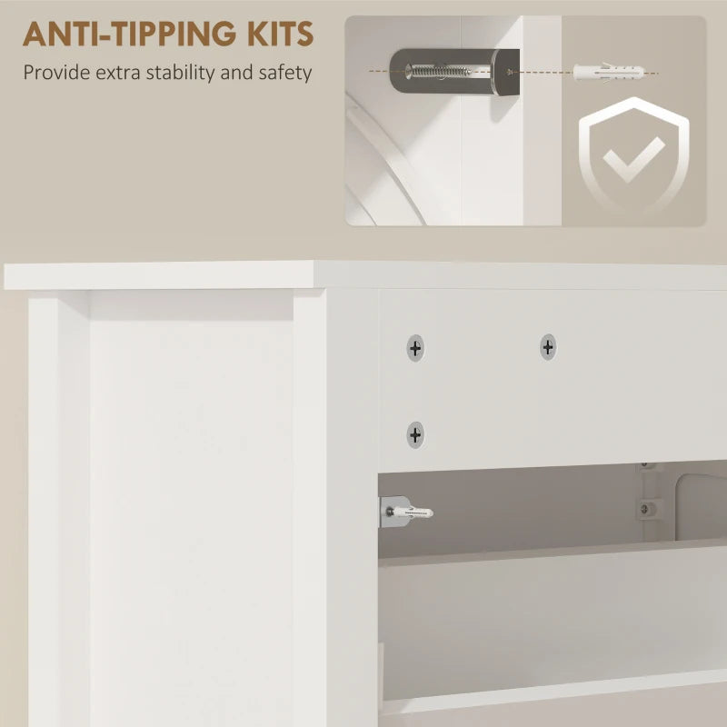Slim Shoe Cabinet with 3 Flip Drawers, Shoe Storage Cabinet with Adjustable Shelves for Entryway, Holds 12 Pairs, White